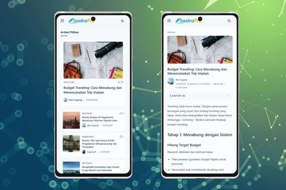 SastraPro - Tampilan Mobile