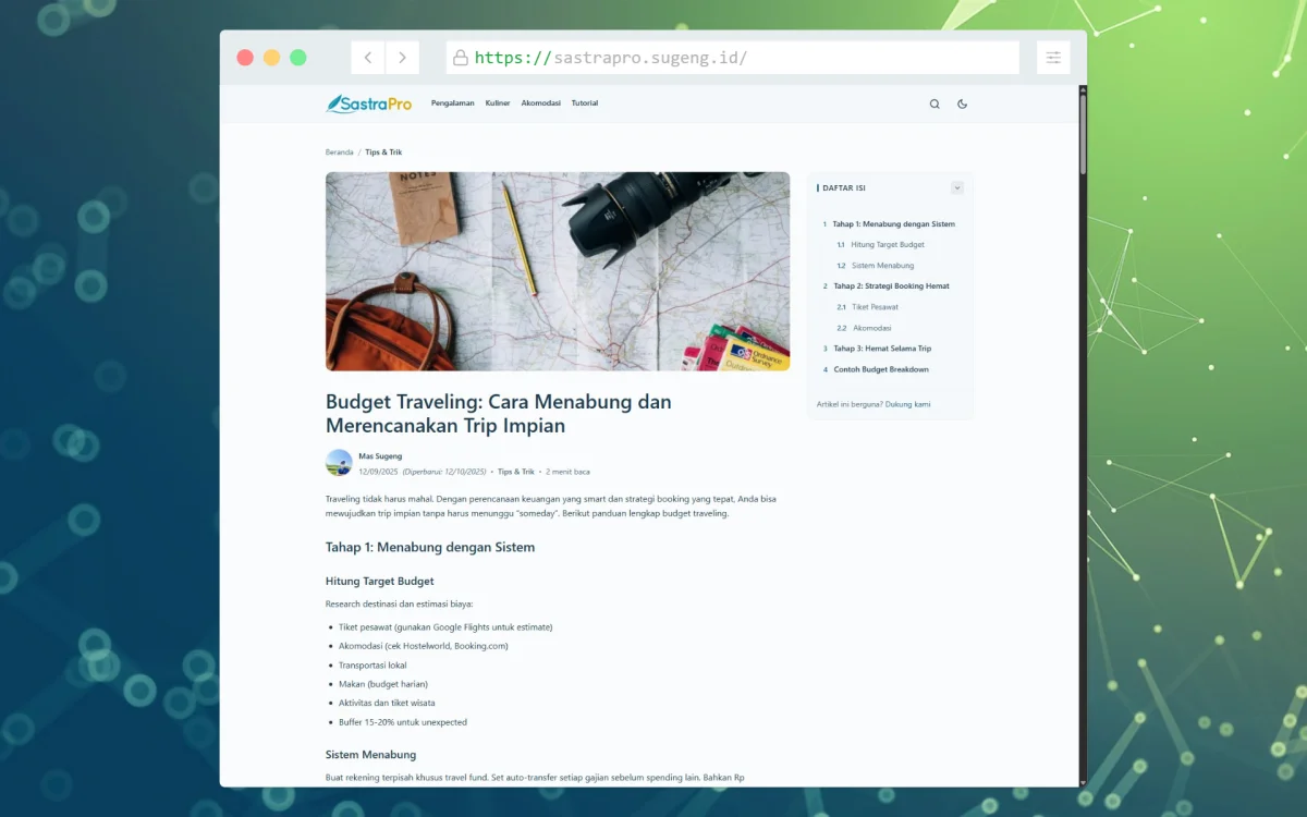 SastraPro - Tampilan Artikel