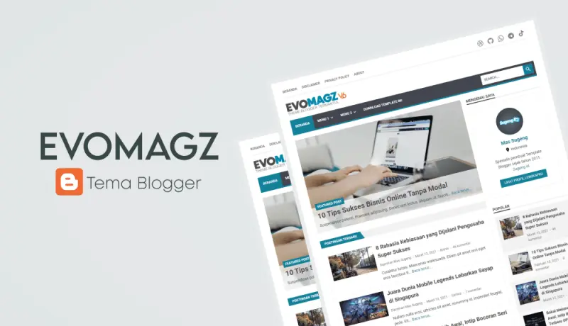 Tampilan template EvoMagz dari Sugeng.id
