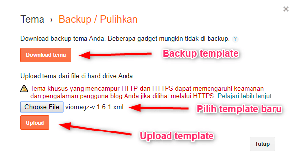 Upload template ke blogger